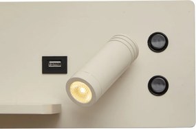 Conjunto de 2 candeeiros de parede bege com LED, USB e carregador de indução - Riza