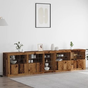Aparador com Luzes LED Madeira Velha 283x37x67 cm Madeira de Engenhari