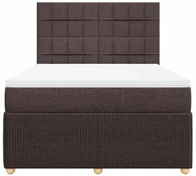 Cama com molas/colchão 140x200 cm tecido castanho-escuro