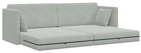 Sofá Cama de Chão 2-em-1 Cinza Claro 213x144x60 cm Veludo