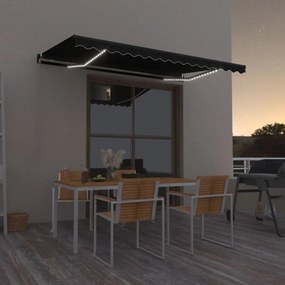 Toldo retrátil manual com LED 400x350 cm antracite