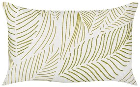 Almofada decorativa com padrão de folhas em algodão branco e verde 30 x 50 cm SPANDOREA Beliani