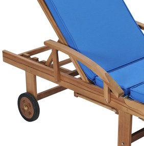 Espreguiçadeiras c/ almofadões 2 pcs madeira teca maciça azul