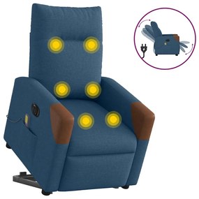 vidaXL Poltrona massagens elétrica reclinável elevatória tecido azul