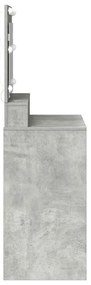 Mesa de Maquiagem vidaXL com Luzes LED Cinza Concreto 79x41x135 cm