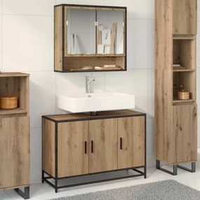 vidaXL Armário de Banheiro Carvalho Artesanal 90 x 33 x 60 cm