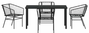Conjunto de Jantar de Jardim com 5 Peças Preto em Rattan Sintético
