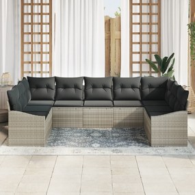 Conjunto de Jantar para Jardim de 9 Peças com Almofadas Cinza Claro em