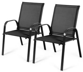 Cadeira de jantar para área externa com 2 peças e apoio de braço - cinza