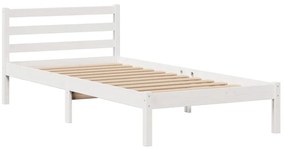 Cama com estante sem colchão 100x200 cm pinho maciço branco