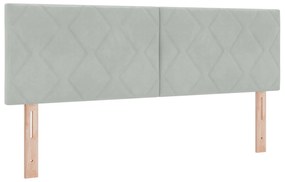 Cama Box com Colchão e Luz LED Cinza Claro 140x200 cm Veludo