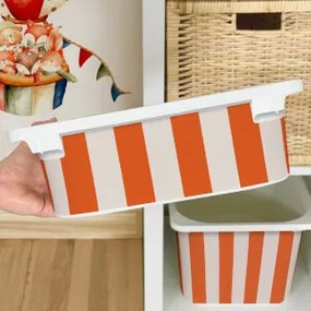 Autocolante para caixa IKEA TROFAST - Riscas laranja (sobre bege)