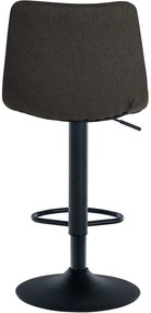 Banco de bar Jerry em tecido com estrutura preta 87-108,5 x 43 x 46,5 cm Cinzento escuro