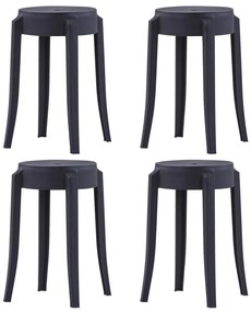 vidaXL Bancos empilháveis 4 pcs plástico preto