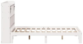Cama com estante sem colchão 135x190 cm pinho maciço branco