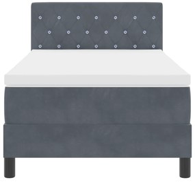 Cama Box Spring com Colchão Cinza Escuro 90x200 cm Veludo