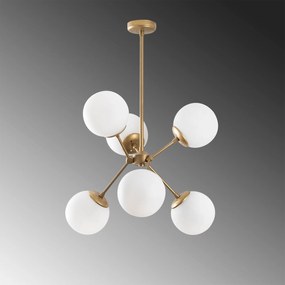 Candeeiro de Teto Gondol – Dourado e Branco – 55 x 55 cm