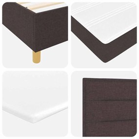 Cama Box Spring com Colchão e LED Castanho Escuro 140x200 cm em Tecido