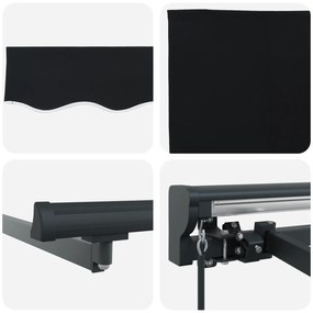 Toldo Manual Retrátil Preto 450x300 cm