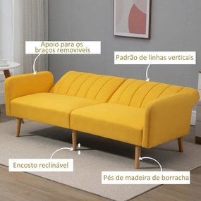 Sofá Cama Mark de 2 Lugares com Encosto Ajustável - Amarelo - Design E