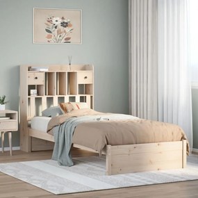 vidaXL Cama com estante sem colchão 90x200 cm pinho maciço