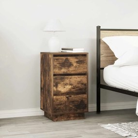 Mesa de cabeceira c/ luzes LED 38x34x65 cm carvalho fumado