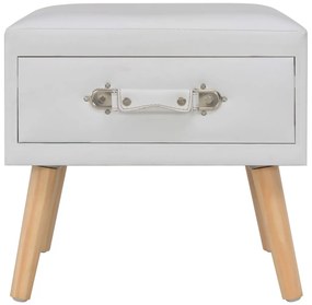 Mesa-de-cabeceira 40x35x40 cm couro artificial branco