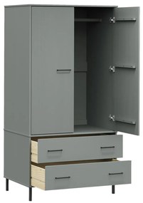 Roupeiro c/ pernas metal 90x55x172,5 cm madeira OSLO cinzento