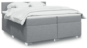 Cama com molas/colchão 200x200 cm tecido cinza-claro