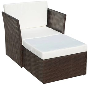 Cadeira de jardim com banco vime castanho