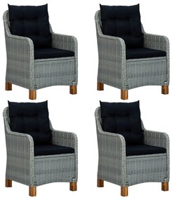 5 pcs conjunto de jantar para jardim cinzento-claro