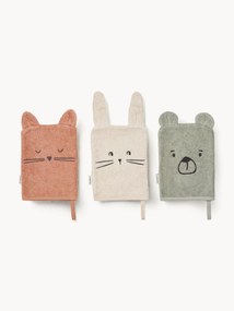 Luvas de banho em algodão orgânico Sylvester, conjunto de 3