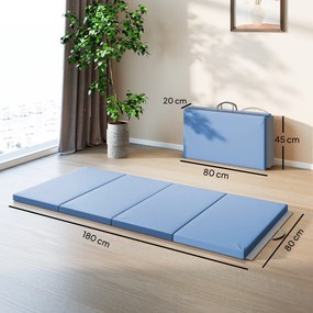 Tapete de Ginástica Dobrável, 180 x 80 x 5 cm, Espuma EPE de Alta Densidade, Azul-claro