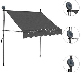 Toldo retrátil manual com LED 100 cm antracite