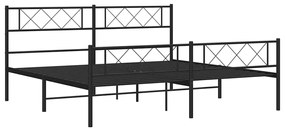 Estrutura de cama com cabeceira e pés 193x203 cm metal preto