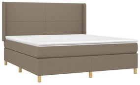 Cama box spring colchão/LED 160x200 cm tecido cinza-acastanhado