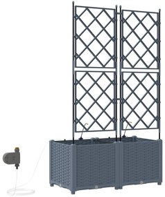 Vasos de Jardim com Sistema de Irrigação 2 pcs Cinzento-claro