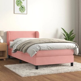 Cama com molas/colchão 90x190 cm veludo rosa