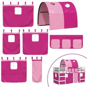 Cama alta p/ criança c/ túnel 90x200 cm pinho maciço rosa