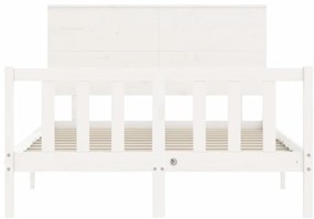 Cama sem colchão 140x190 cm madeira de pinho maciça branco