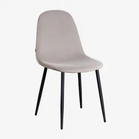Pack De 4 Cadeiras De Jantar Glamm Preto & Velluto Toupeira & Veludo - Sklum