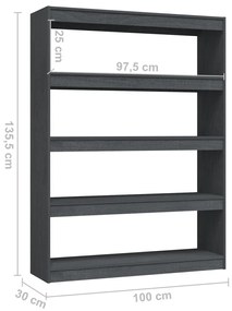 Estante/divisória 100x30x135,5 cm madeira de pinho maciça cinza