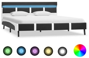 vidaXL Estrutura de cama com LED 160x200 cm couro artificial cinzento