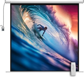 HOMCOM Ecrã de Projeção Elétrico 92'' com Comando Remoto, Formato 1:1 e Área de Projeção 165x165 cm, Branco | Aosom Portugal