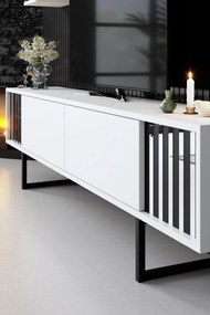 Conjunto de Mobiliário de Sala Chrome Line Set – Branco/Preto – Espess