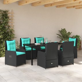 Conjunto de Jantar Jardim de 7 Peças Rattan PE Preto