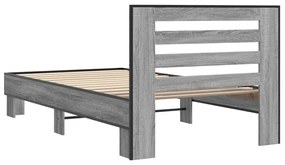 Estrutura cama 100x200 cm derivados madeira/metal cinza sonoma