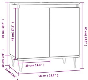 Armário casa banho 58x33x60 cm deriv. madeira branco brilhante