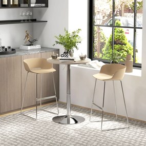 Mesa Alta de Bar Redonda (BANCOS NÃO INCLUIDOS) para 2 Pessoas Altura Ajustável Tampo Giratório 360° 60x60x91 cm Carvalho Claro