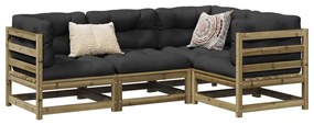 vidaXL 4 pcs conjunto sofás de jardim madeira de pinho impregnada